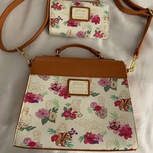 NWOT Loungefly Disney Princess Floral Crossbody Purse + Wallet